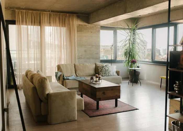 Industrial Penthouse With Panoramic Views By Parkside Boutique Apartment Skopje
